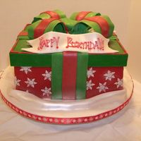 Christmas Birthday This cake was my first paid cake. I made it for several people's December birthdays. The cake was vanilla WASC with chocolate trouffle...