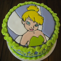 Tinkerbell Chocolate chip cake with buttercream frosting and Tinkerbell RIT