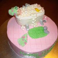 Spa Birthday Cake Buttercream frosting with fondant accents