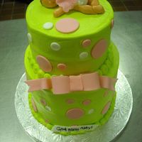 Welcome Abby My first 2 teired cake. White cake with BC and fondant accents.