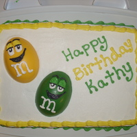 Peanut M&m Cake M&M guys are made of solid chocolate from an Easter egg mold..my aunt loves peanut m&m's I thought it turned out cute