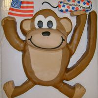 Monkey Patriotic Birthday Cake This cake was made for my friend's son, who had his birthday party on the 4th of July. Monkey was carved from chocolate cake and...