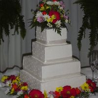 Square Wedding Cake With Gerber Daisy's 