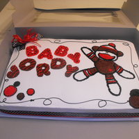 Sock Monkey Theme Baby Shower Sheet Cake 