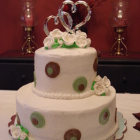 Brown & Green Polka-Dots Yellow Butter Pound Cake w/ Buttercream Icing/filling & Fondant polka-dots!