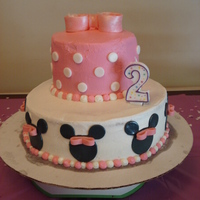 Minnie Mouse I made this cake for my daughters 2nd birthday. It is a yellow-butter cake w/ strawberry cream-cheese filling, buttercream icing and...