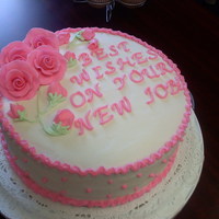 Best Wishes/ Good-Bye Cake This cake was for a goodbye party. It is a yellow-butter cake with b/c filling & icing. Pink gumpaste roses & the rose-buds are...