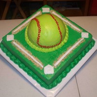 Softball 10" square with 1/2 of the ball pan to make the softball. dirt on baselines is crushed nilla wafers