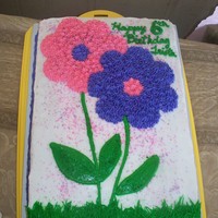 Flowers the description my niece gave me for the cake she wanted for her birthday.... "i want a flower with purple and in the middle i want...