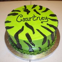 Lime Green Zebra my very first time to do zebra...its all buttercream icing