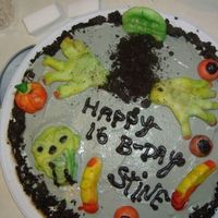 Halloween Cake it was my sisters 16 b-day and she was born on halloween. it was my first time usng marzipan, it was fun decorating!!!!