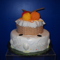 Birthday Cake For Special Lady two tier to represent her hobbies, knitting, golf and gardening!! Fun cake