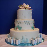 My First Convention Cake I'm so excited - off to the convention and taking this cake.dummy of course, covered in fondant, pastillage poinsettia and boxes,...