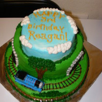 Thomas The Train I got this idea off of someone on Cake Central. THANK YOU! This is a strawberry cake with bc icing. Thomas was a cake kit from Wallyworld....