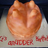 Udder Cake I made this for my boss.. we work on a dairy farm & his wife asked if i could make him a cow cake i suggested an Udder.. so i made this...