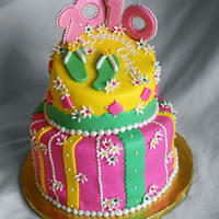 Girlie Graduation This is my first paid cake job. I used Fondarific fondant (I usually make my own). It's my first topsy turvy and I'm pretty...