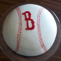 Boston Red Sox Baseball The sixth cake I made. My 14 year old son enjoys baseball and the Boston Red Socks. This was created by 3 - 9" rounds (2 vanilla, 1...
