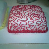 Abstract Red This was my first fondant cake. Used red velvet cake with cream cheese frosting covered with MMF. Definitely a lesson learned, I promise I...
