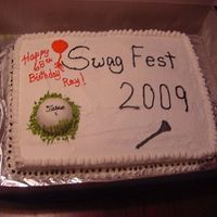 Golf Ball In Grass large cake for a group of golfers, and combined birthday, they enjoyed it