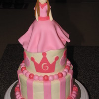 Pretty In Pink Princess Cake Princess is made from gumpaste , cake is covered in buttercream with fondant decorations