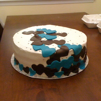 Heart Anniversary Cake Buttercream Cake with Fondant Hearts and Silver Dragees