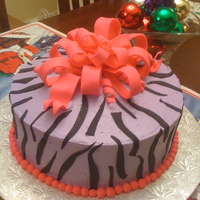 Zebra Print Birthday Cake Buttercream with fondant accents