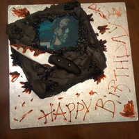Horror Movie Cake Buttercream with Edible Image and Fondant Knife