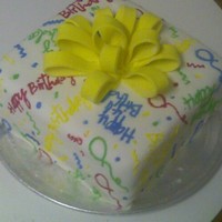 Happy Birthday Package This was a cake I did for a friend's birthday recently. It was my first attempt at piping on an imprint. I definitely need some...