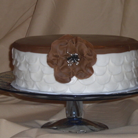 Heather's Couture Kahlua cake with white chocolate-coffee filling, buttercream and vanilla and chocolate fondant (Michele Foster's recipe, of course!)