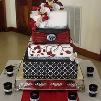 Burgundy And Black Wedding Cake 4-tier wedding cake.