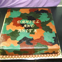 Camo Groom's Cake Chocolate cake with chocolate buttercream icing. Took me forever to do this,but it turned out really well. I used the Viva paper towel...