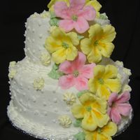 First Stacked Cake Course 3 finale cake. I ran out of time to smooth my buttercream before my class but other than that I guess it turned out pretty good for...