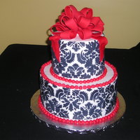 Damask Stencil I used designer stencil to get damask pattern on sides of tiers.