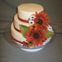 Fall Flower Wedding Cake 
