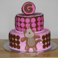 Monkey Baby Shower Cake BC icing with fondant accents...the monkey is wood...TFL!