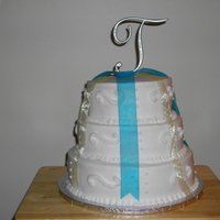 Wedding Cake All BC icing w/ ribbon accents....TFL!