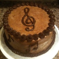 Musical Notes made for a Junior High Band auction fudge cake, coffee frosting