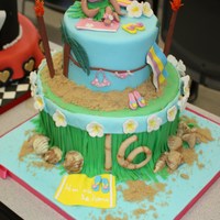 Sweet 16 Cake This was a luau-themed Sweet 16 cake that was completed by both myself and a partner as one of our projects at pastry school. TFL!