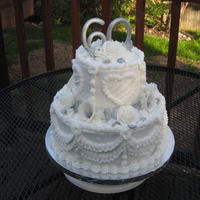 60Th Anniversary Cake I had a terrible old black and white photo of couples wedding cake to try and duplicate. I guess I did alright. they loved it. Was also my...