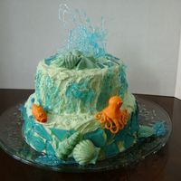 Whimsy Sea Cake WASC filled with Orange Curd and Orange Cream Cheese Icing. Just playing around today with new techniques and practicing sculpting skills (...