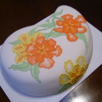Hibiscus Brush Embroidery This is my first Brushed Embroidery cake. Chose Hibiscus, one of my favorite flowers. Just a practice cake to try out new pan shape and...