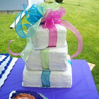 Stacked Presents Cake Thanks to Vyvyan for inspiring me to try this. The graduate chose the colors to match her open-house "theme". The bottom "...