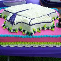 Sheet Cake W/ Graduation Cap Thanks to T-Hawkins for inspiring this cake. The graduate chose these colors to match that of her open-huse "theme". The sheet...
