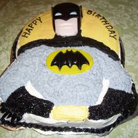 Batman Shaped Cake This is the Wilton, Batman pan that comes with plastic face, and chest plate. I don't know why, but the mask was turquoise, so I used...