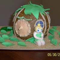 Tinkerbell And Her House Buttercream with fondant and gumpaste accents