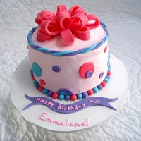 Emmalena's Birthday A 6" chocolate cake with raspberry filling. Iced in buttercream with Michele Foster's fondant accents. The birhday girl was...