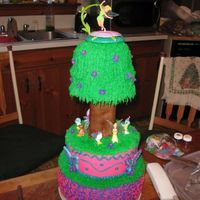 Tinkerbell & Fairy Friends Land My 1st stacked, tiered cake. And it survived the 40 min trip. For my cousins 11 yr old dd's bday.