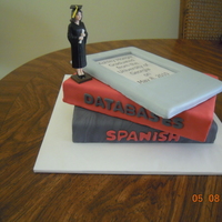 Daughter's College Graduation Cake She loves her Kindle, so I made a cake with her favorite subjects, underneath her Kindle. I'm really happy with how the pages turned...