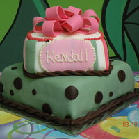 Kendall's 2Nd French Chocolate buttercream cake with chocolate filling covered in buttercream icing and fondant.