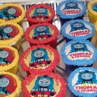 Thomas And Friends Birthday vanilla cupcake and chocolate cupcake with buttercream and edible image